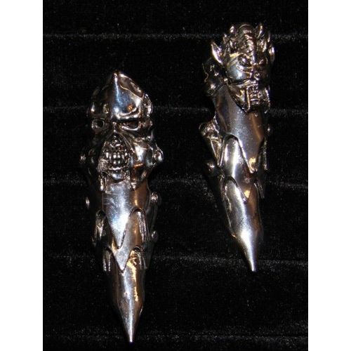 Mode Bijoux Lot De Bague Armure Matière Métal Couleur Argenté Gothique  (2 Pièce) Cosplay Deguisement