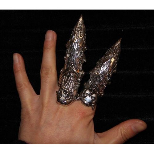 Mode Bijoux Lot De Bague Armure Matière Métal Couleur Argenté Gothique  (2 Pièce) Cosplay Deguisement