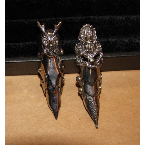 Lot De Bague Armure Matière Métal Couleur Argenté Gothique  (2 Pièce)
