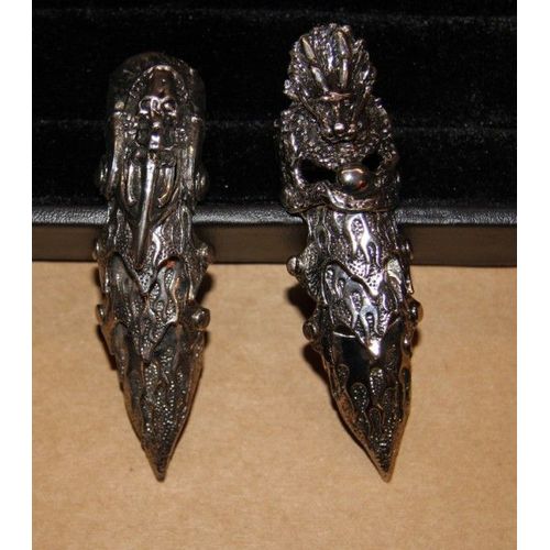 Mode Bijoux Lot De Bague Armure Matière Métal Couleur Argenté Gothique  (2 Pièce) Cosplay Deguisement