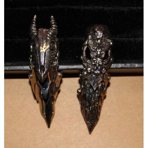 Mode Bijoux Lot De Bague Armure Matière Métal Couleur Argenté Gothique  (2 Pièce) Cosplay Deguisement
