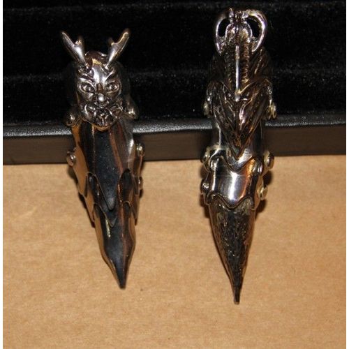 Mode Bijoux Lot De Bague Armure Matière Métal Couleur Argenté Gothique  (2 Pièce) Cosplay Deguisement