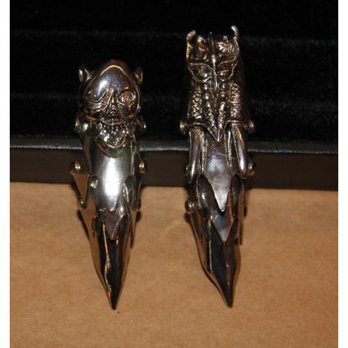 Mode Bijoux Lot De Bague Armure Matière Métal Couleur Argenté Gothique  (2 Pièce) Cosplay Deguisement
