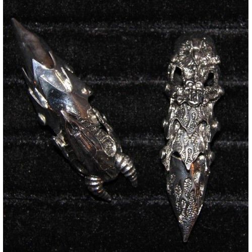 Mode Bijoux Lot De Bague Armure Matière Métal Couleur Argenté Gothique  (2 Pièce) Cosplay Deguisement