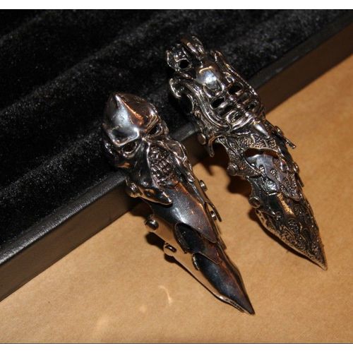 Mode Bijoux Lot De Bague Armure Matière Métal Couleur Argenté Gothique  (2 Pièce) Cosplay Deguisement