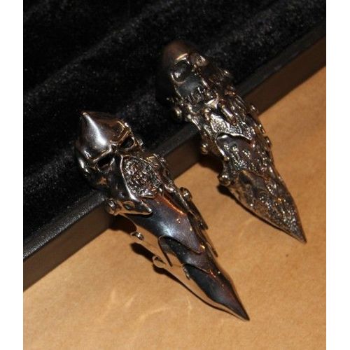 Mode Bijoux Lot De Bague Armure Matière Métal Couleur Argenté Gothique  (2 Pièce) Cosplay Deguisement