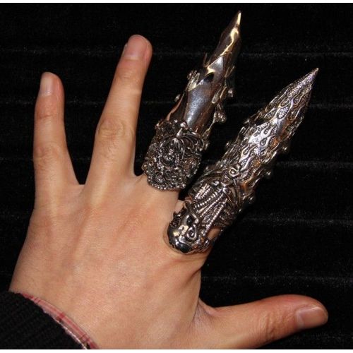 Mode Bijoux Lot De Bague Armure Matière Métal Couleur Argenté Gothique  (2 Pièce)