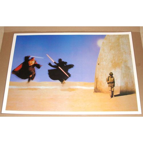 Star Wars Episode 1 Le Duel Avec Obi-Wan Et Dark Maul Poster Plastifié 61 X 43