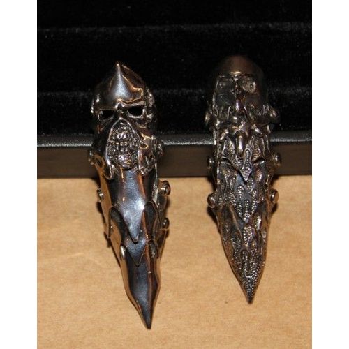 Mode Bijoux Lot De Bague Armure Matière Métal Couleur Argenté Gothique  (2 Pièce) Cosplay Deguisement