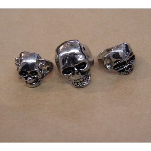 Lot De Bague Matière Métal Couleur Argenté Gothique Tete Mort  (3 Pièce) Cosplay Déguisement