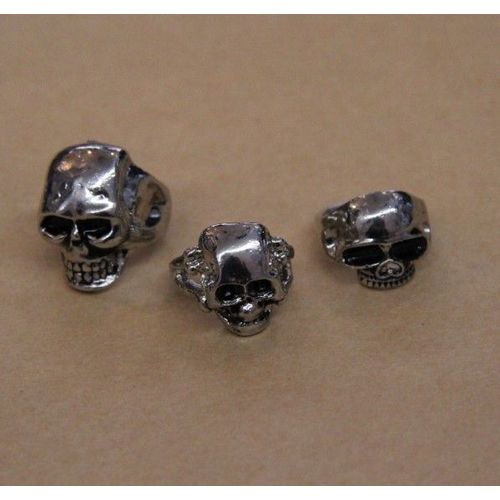 Lot De Bague Matière Métal Couleur Argenté Gothique Tete Mort  (3 Pièce) Cosplay Déguisement