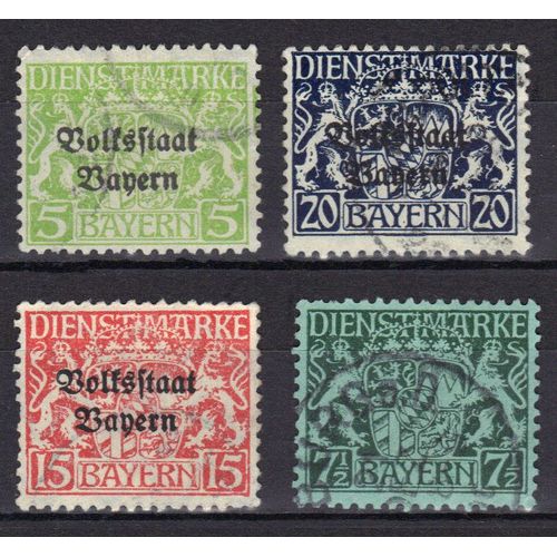 Allemagne 1916 Bayern : Lot De 4 Timbres Oblitérés