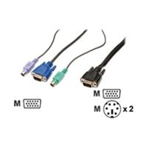 DIGITUS - Câble clavier / vidéo / souris (KVM) - HD-15 (VGA) (M) pour PS/2, HD-15 (VGA) (M) - 3 m - pour Digitus DC-71302GE, DC-71401GE, DC-72302GE, DC-72302US, DC-72401GE