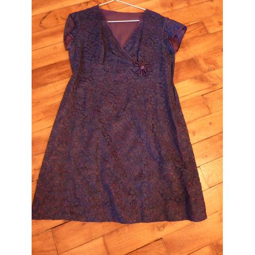 Robe De Soirée 1950 En Dentelle Bleu Marine T42