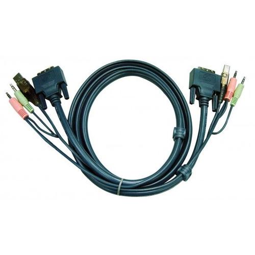 ATEN 2L-7D02U - Câble vidéo / USB / audio - USB, mini-phone stereo 3.5 mm, DVI-D (M) pour mini-phone stereo 3.5 mm, USB type B, DVI-D (M) - 1.8 m