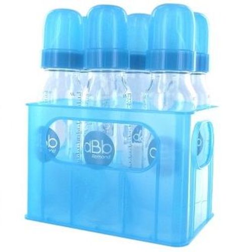 6 Biberons En Verre 240 Ml Avec Tétine En Silicone + Porte Biberons Turquoise Dbb Remond