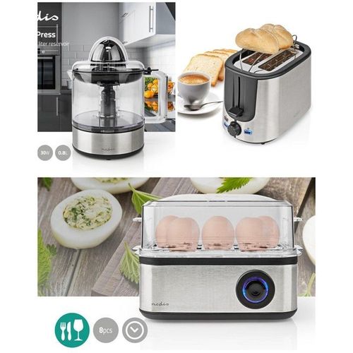 Grille-pain INOX + Cuiseur à Oeufs Pack déjeuner + Presse-agrumes INOX électriques