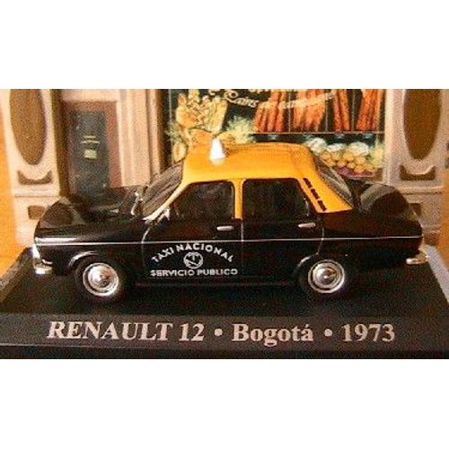 Renault 12 Taxi Bogota 1973 Colombie 1/43 Noire & Jaune Ixo Altaya-Ixo