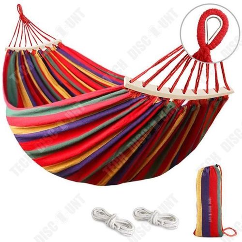 Td® Double Balançoire Balcon Polyester Coton Hamac Voyage Hamac Plage Détachable Bâton En Bois Coude Avec Canard Camping Balançoire