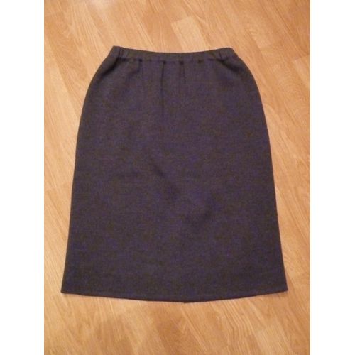 Jupe Droite En Maille Jersey Grise T42