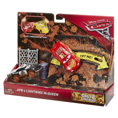Mattel Cars - Crazy Pack 2 Véhicules Crashers Lightning Mcqueen & Apb