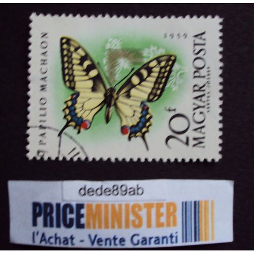 Hongrie..20f Magyar Posta..Série Papillon : Papilio Machaon.Oblitéré.