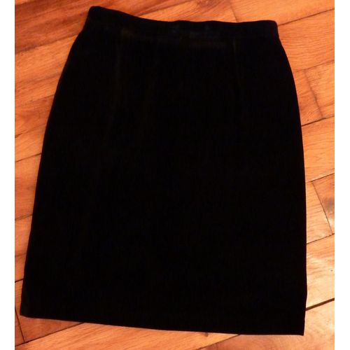 Jupe Droite En Velours Noir T34