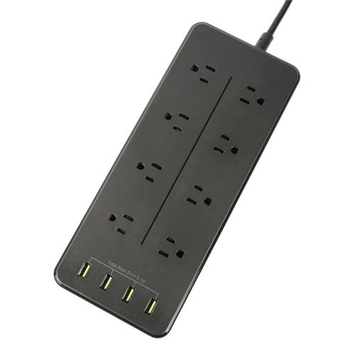 Power Strip 2500w With 8 Outlets And 4 Usb Fast Charging Port Surge Protector 6 Feet Cable For Home Bedroom-Us Plug