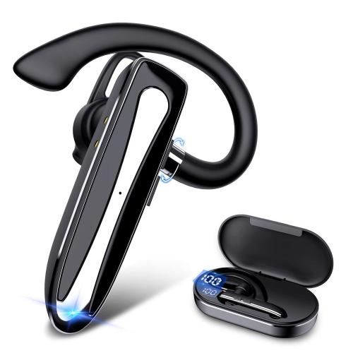 Bluetooth Headset Wireless Earpiece For Cell Phones With Charging Case Hands-Free Single Ear Headset For Office Driving