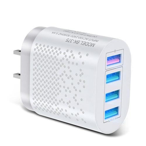 Quick Usb Phone Charger Universal 4 Port Travel Fast Charging Portable Power Bank Adapter For Us Plug(White)