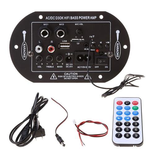 12v 24v Bluetooth Amplifier Board 30-120w Hifi Dual Microphone Interface Car Subwoofer Amplifier Module(Us Plug)
