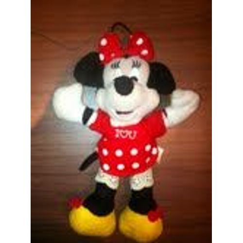 Doudou Poupée Minnie Disney Robe Rouge À Pois "I Love You"