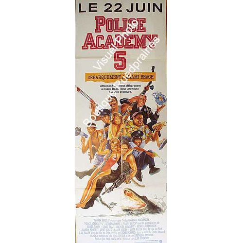 Police Academy 5 : Débarquement À Miami Beach - Véritable Affiche De Cinéma - Format 60x160 Cm - De Alan Myerson Avec Bubba Smith, David Graf, G.W. Bailey - Année 1988