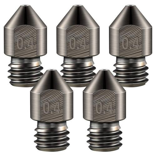 5pack Hardened Steel Tool High Temperature Pointed Wear Resistant Mk8 Nozzles 0.4 Mm/ 1.75 Mm 3d Printer Compatible