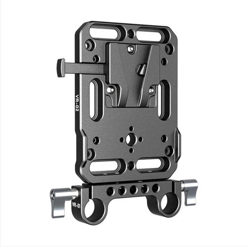 Vr V Mount Battery Adapter Plate Supply Splitter With 15mm Rod Clamp With Automatic Lock Protection For Dslr Camera
