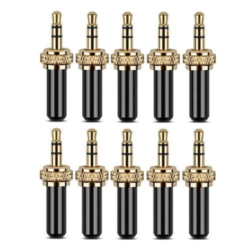 10Pcs 3.5mm Plugs Connector Mini 3.5mm Screw Lock Stereo Jack Plug for for Wireless Microphone Cable