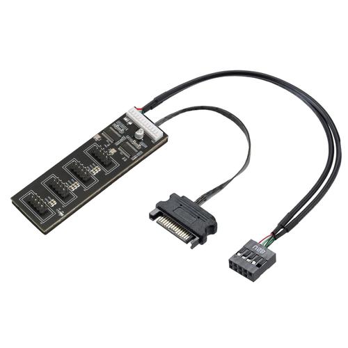 9pin Usb Header Splitter With Sata Power Cable, Internal Usb Hub Extension Usb 2.0 Splitter Connector For Motherboard