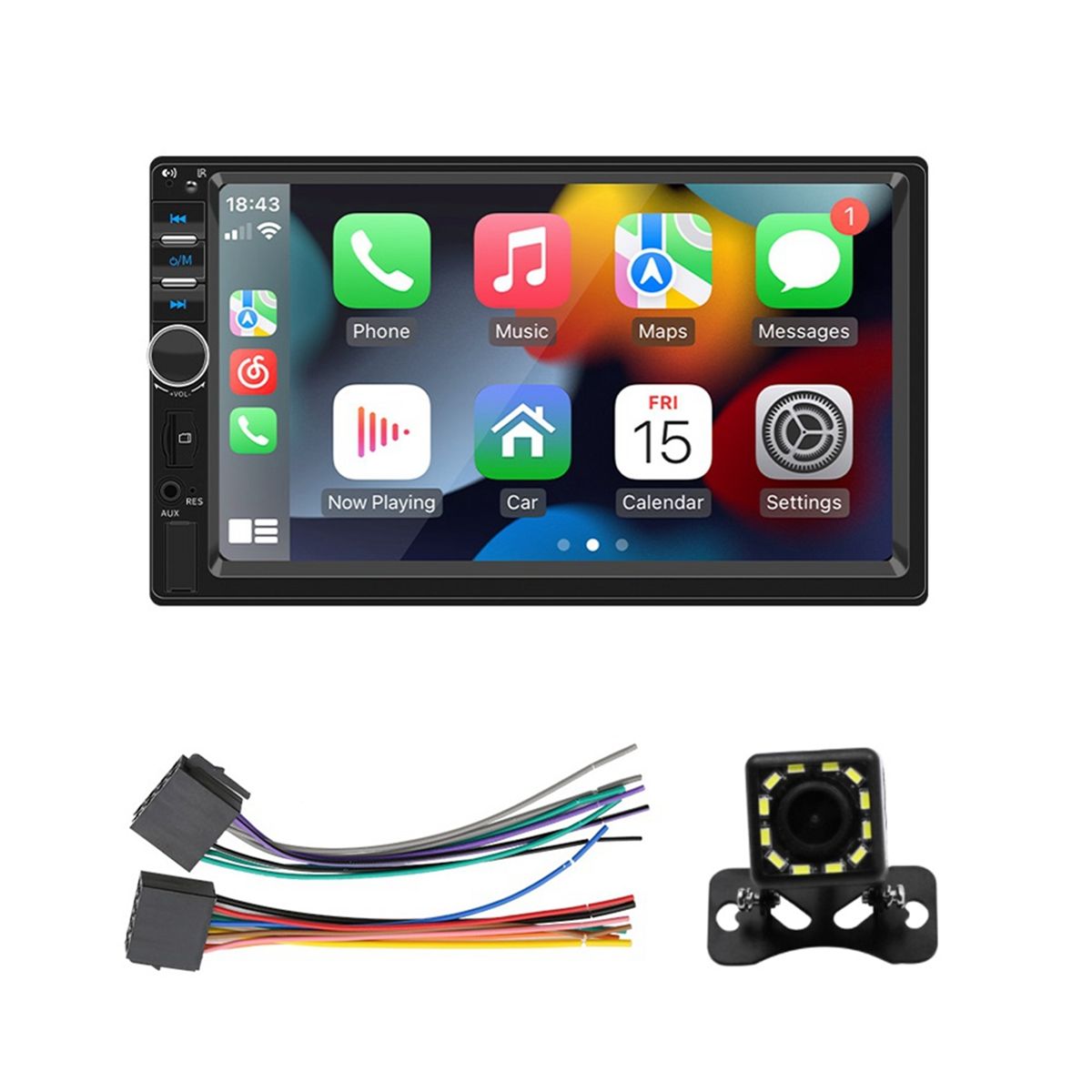 7 Inch Double Din Carplay Car Stereo With Carplay Android Auto, Car Radio With Mirror Link Bluetooth Fm Reverse Camera