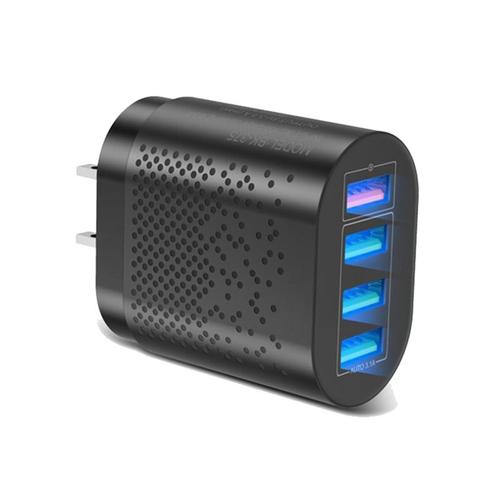 Quick Usb Phone Charger Universal 4 Port Travel Fast Charging Portable Power Bank Adapter For Us Plug(Black)