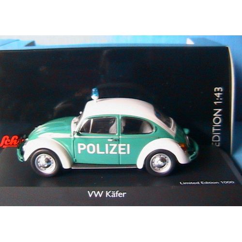 Vw Volkswagen Beetle Coccinelle Kafer 1200 Polizei Schuco 03862 1/43 Police Allemande-Schuco