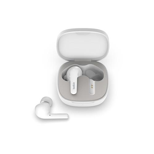 Belkin SoundForm Flow - Écouteurs sans fil avec micro - intra-auriculaire - Bluetooth - Suppresseur de bruit actif - blanc