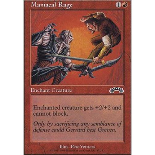 Rage Démente ( Maniacal Rage ) - Magic Mtg - Exode Vf E 87 - C