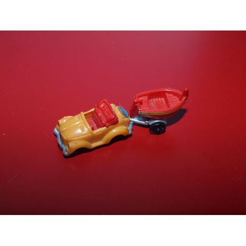 Voiture Orange + Remorque Et Bateau Kinder
