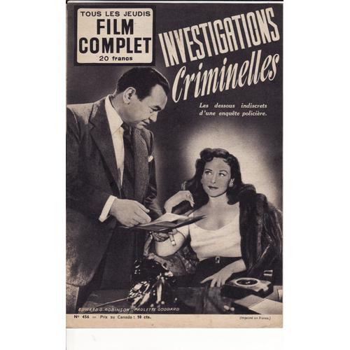 Film "Investigations Criminelles" Avec E.Robinson Et Paulette Godard