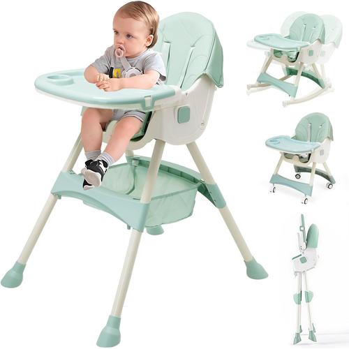 3 En 1 Chaise Haute Bébé Evolutive Pliable Chaise Haute Transat Inclinable Enfant Chaise Reglable Hauteur Avec Double