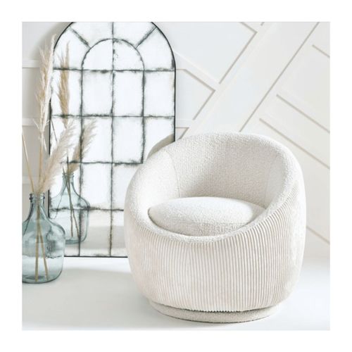 Fauteuil Velours Cotelé Écru