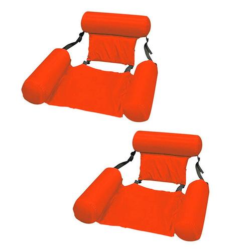 Chaise Longue Gonflable Pliante 2 Pièces - Orange Avec Panneau En Mousse