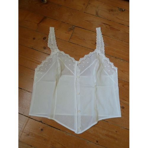 Caraco Coton Blanc Et Dentelle Anglaise T1 Marks & Spencer