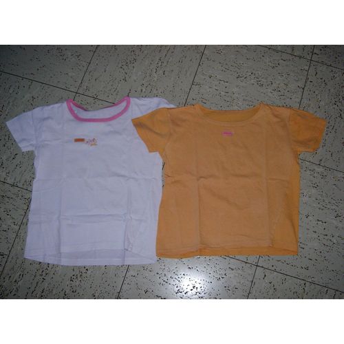 Lot De 2 Tee-Shirts Manches Courtes (1 Blanc Col Rose Et 1 Orange) Motif So Pretty H&m Taille 8 Ans
