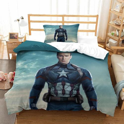 Captain America Impression En D Sets De Housse De Avec Fermeture Eclair Couettes Marvel Comics Housse De Couette Microfibre £¬Adulte Gar? On Fille Nsem